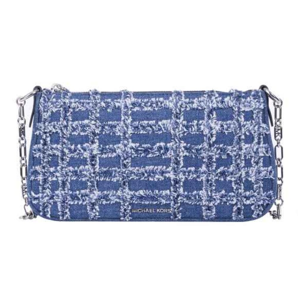 NEW WITH ORIGINAL TAGS Michael Kors Women Blue Denim Chain Pouchette
